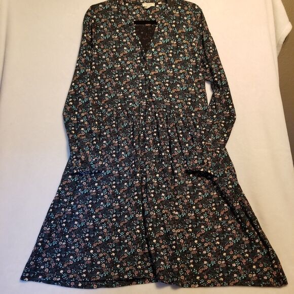 Fat Face 10 Dress Long Sleeve Knee Length Black With Blue Pink Paisley Cottage - Picture 1 of 11